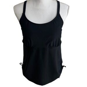 HOLIPICK BLACK SWIMMING WOMEN TANKINI ADJUSTABLE STRAP SIZE MEDIUM NEW